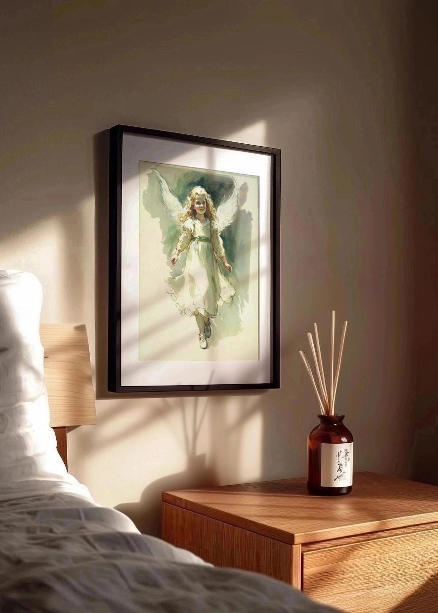 Cuadro ​Ángel infantil pintado estilo acuarela