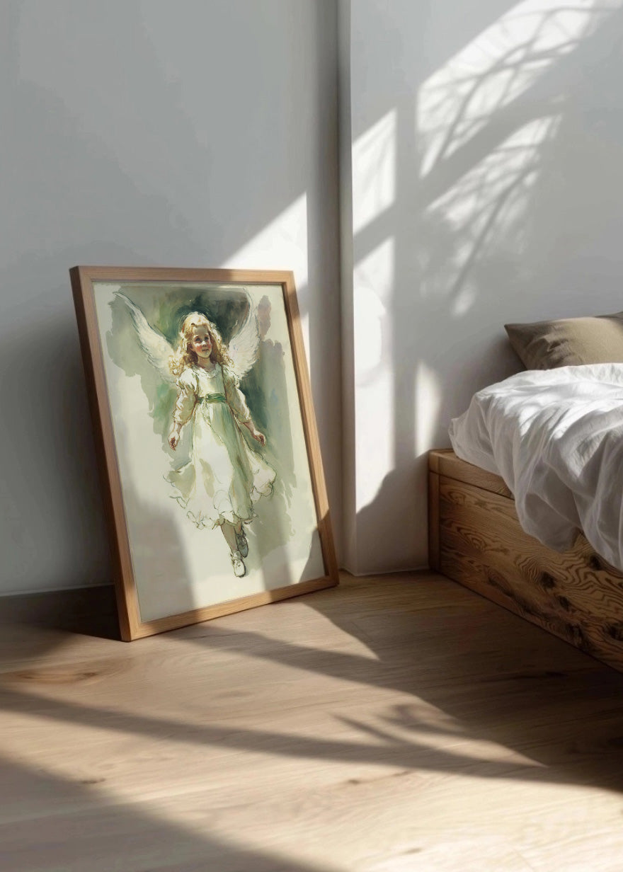 Cuadro ​Ángel infantil pintado estilo acuarela