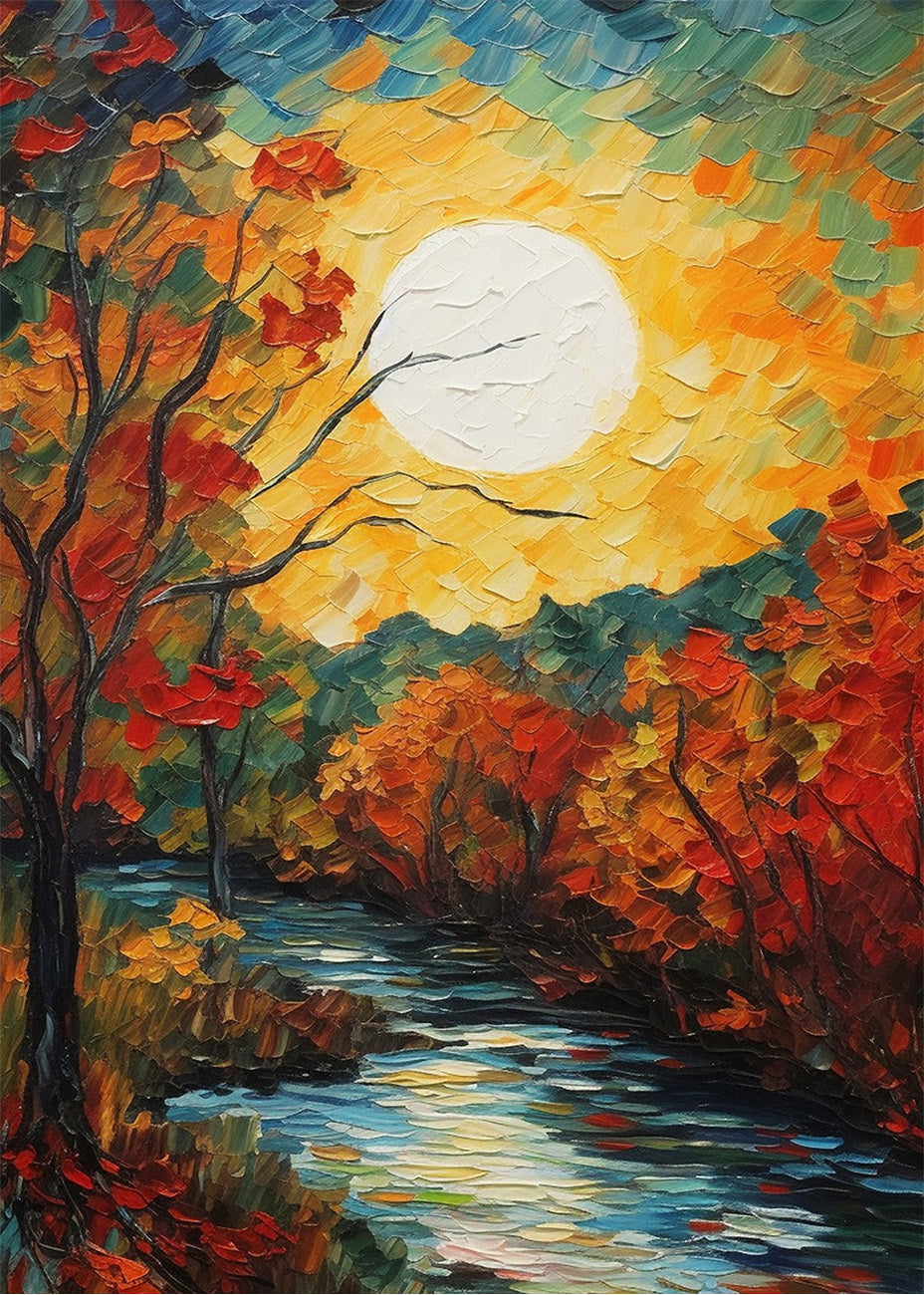 Cuadro ​Puesta de sol sobre el bosque
