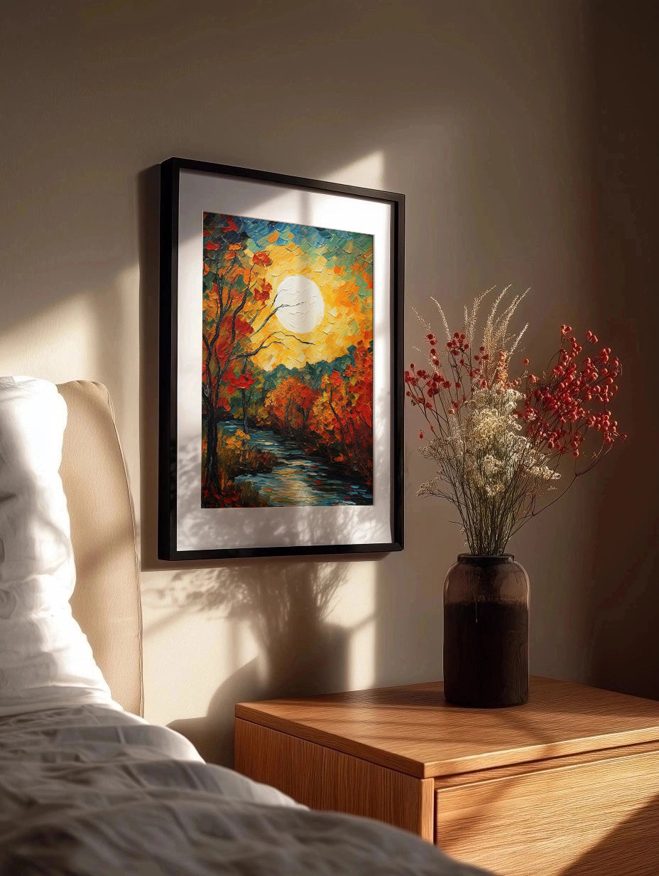 Cuadro ​Puesta de sol sobre el bosque