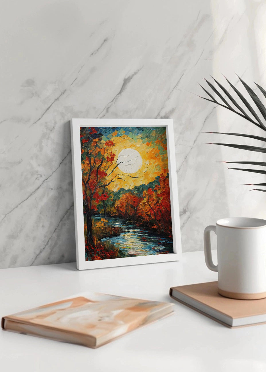 Cuadro ​Puesta de sol sobre el bosque