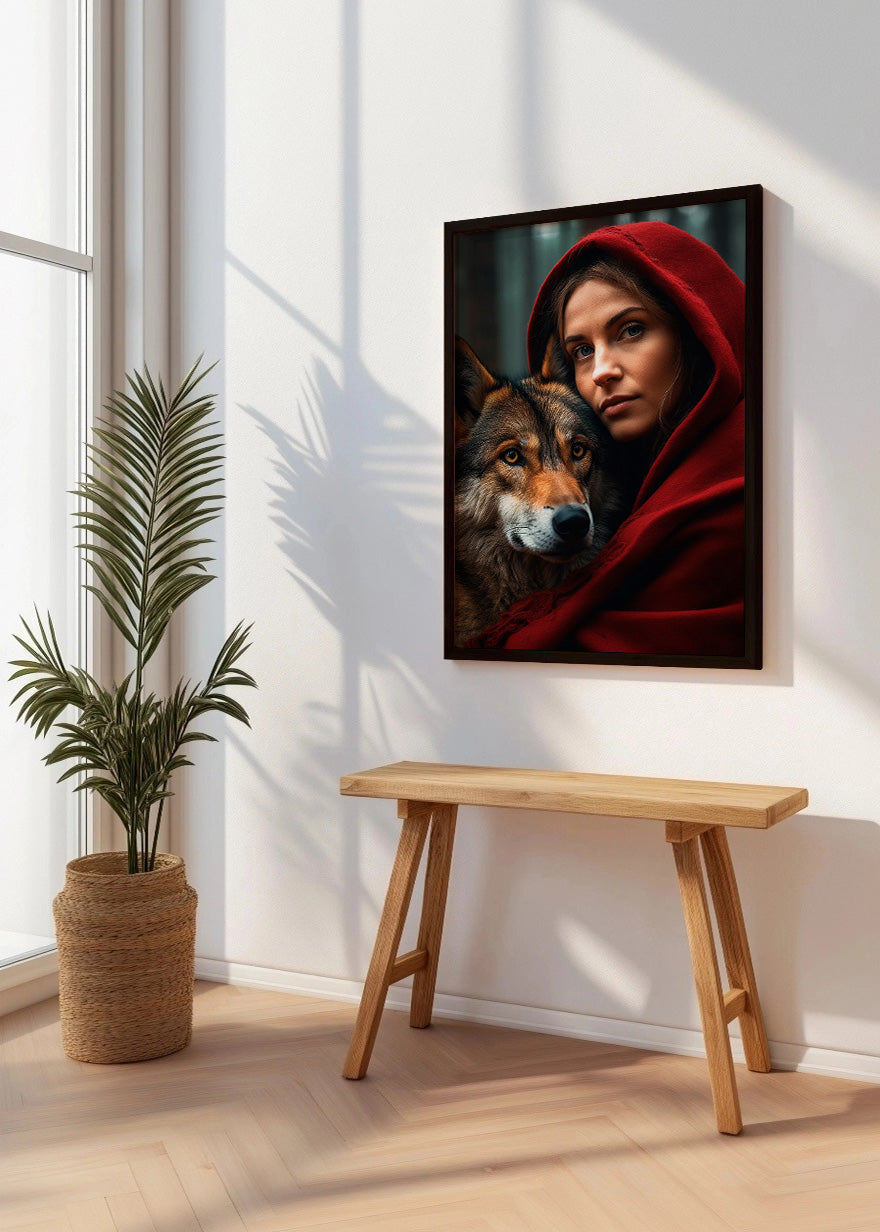 Cuadro ​Caperucita roja con el lobo realista