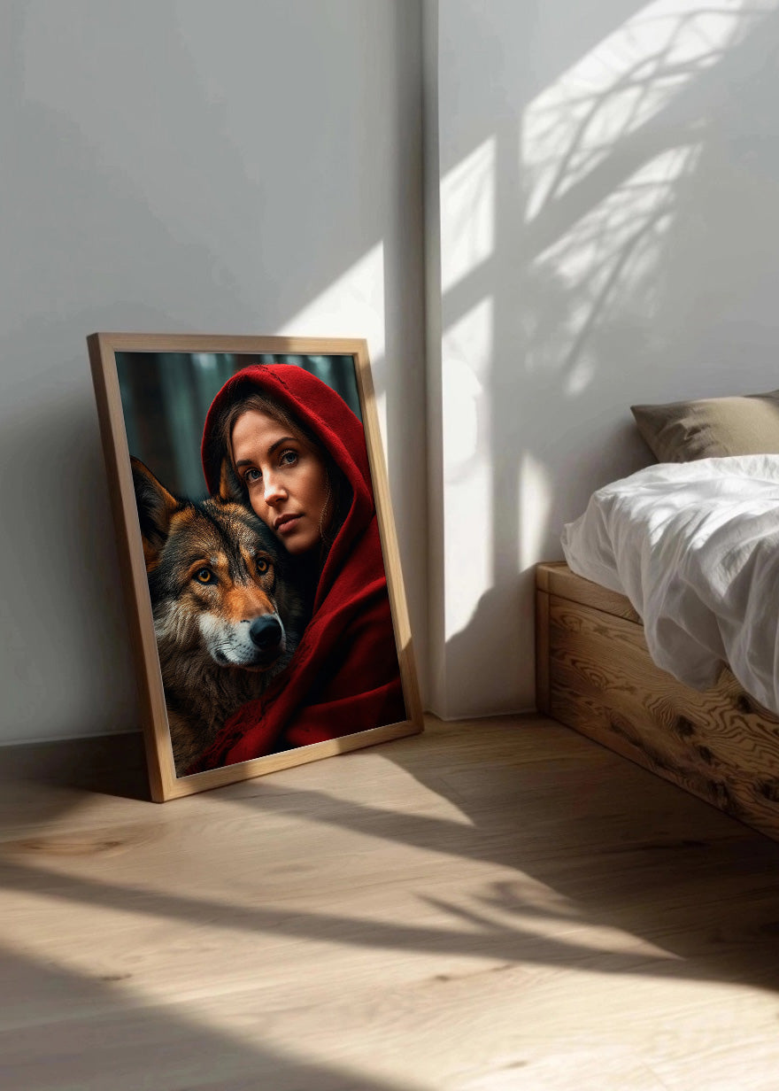 Cuadro ​Caperucita roja con el lobo realista