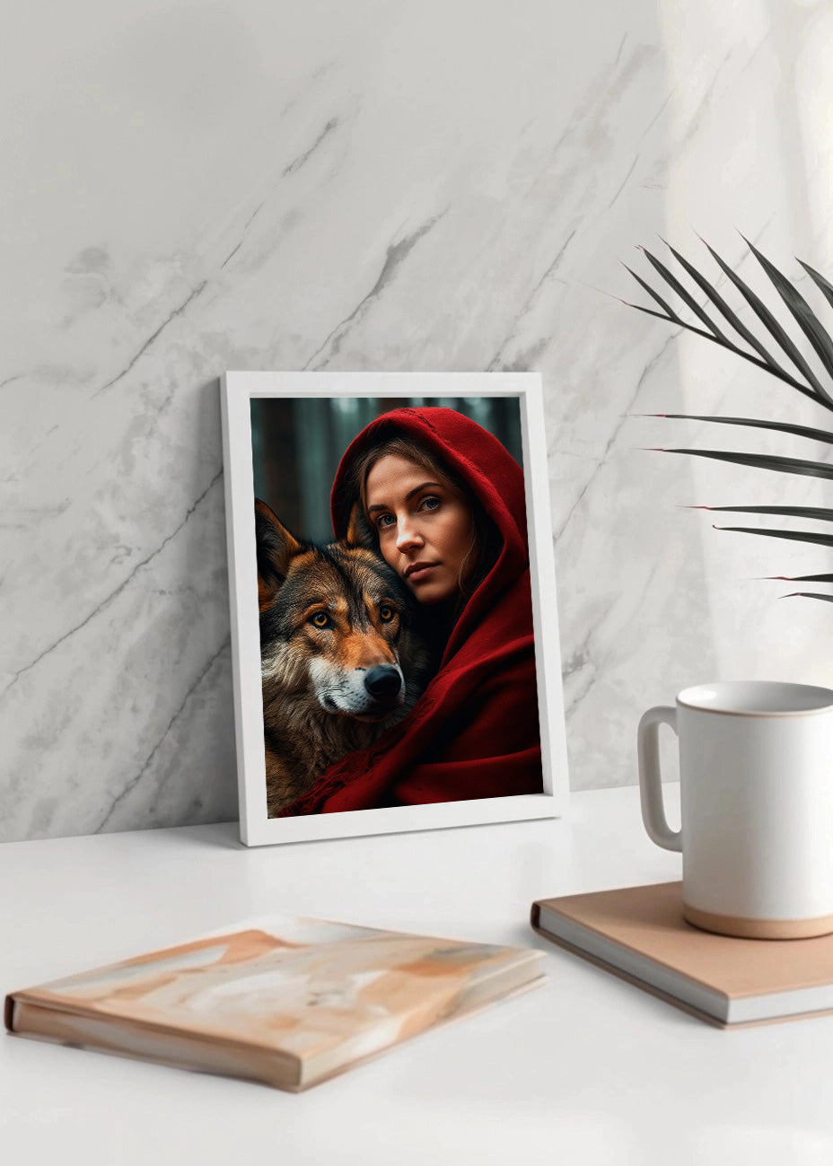Cuadro ​Caperucita roja con el lobo realista