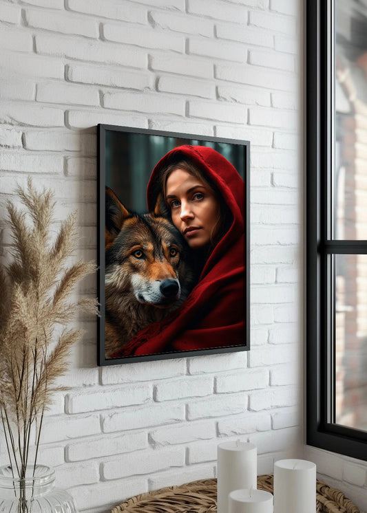 Cuadro ​Caperucita roja con el lobo realista