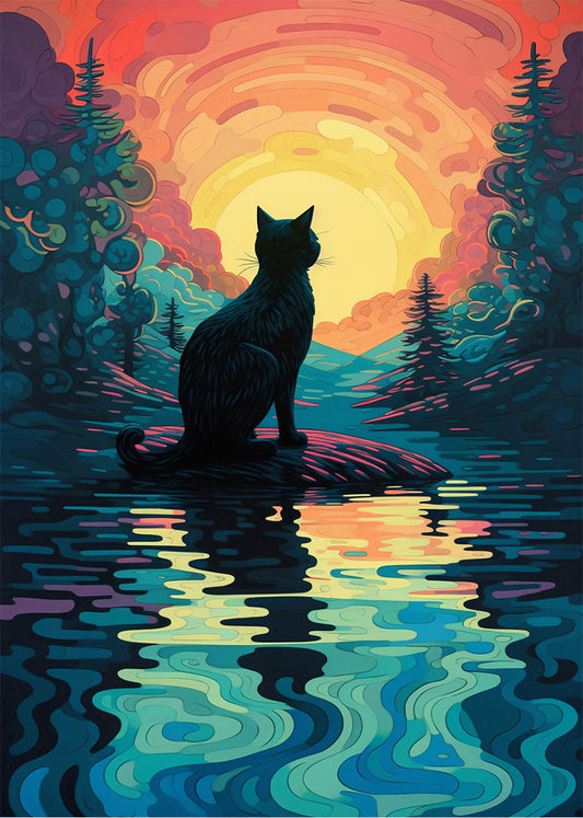 Cuadro ​Cat & Sunset