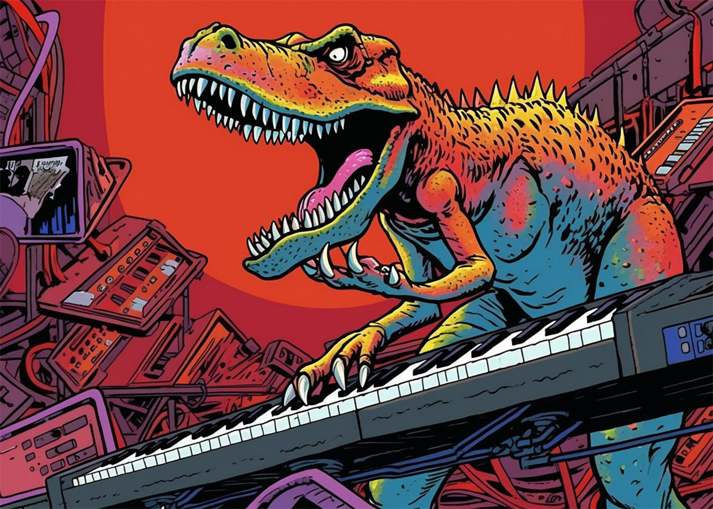 Cuadro ​Rex a lo rock and roll