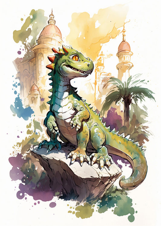 Cuadro ​Dinosaurio en dibujo infantil