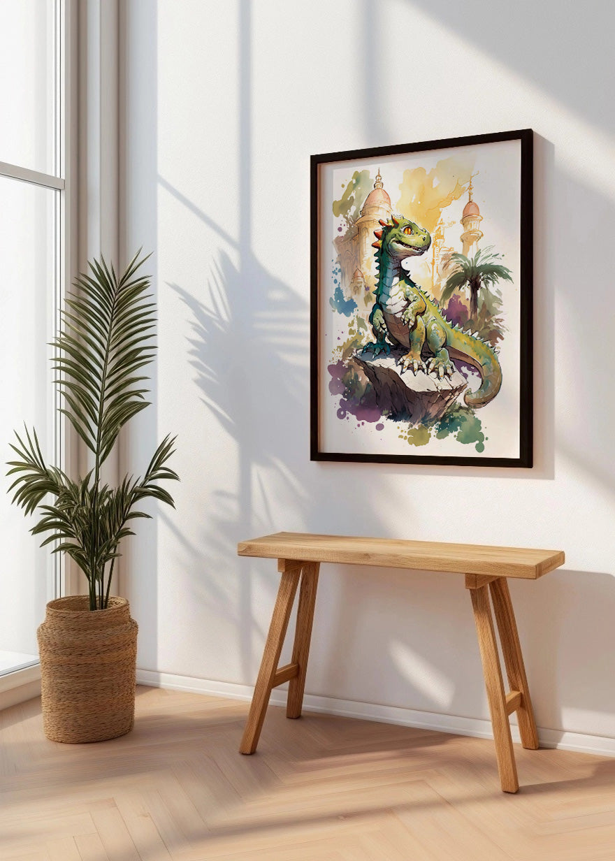 Cuadro ​Dinosaurio en dibujo infantil