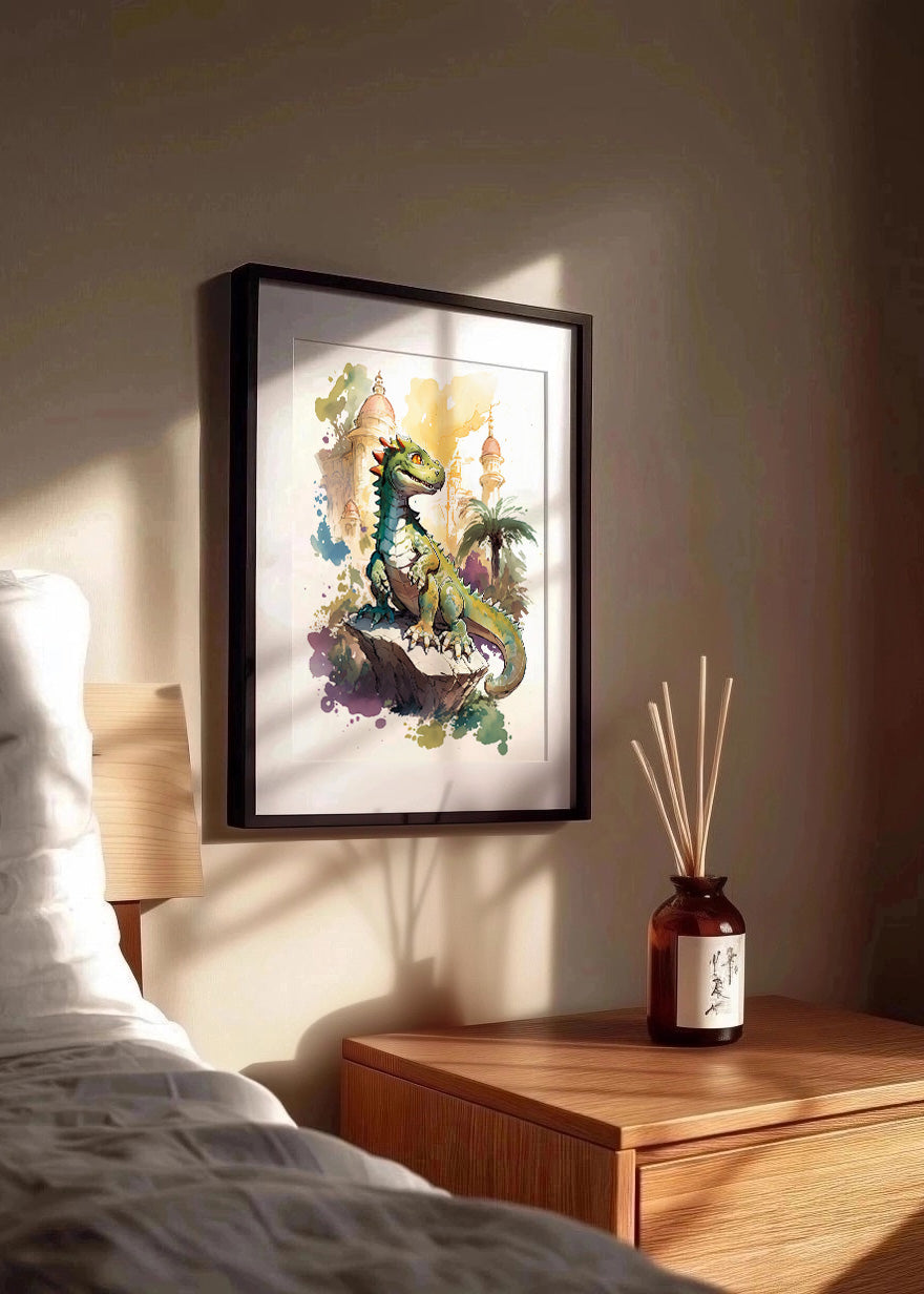 Cuadro ​Dinosaurio en dibujo infantil