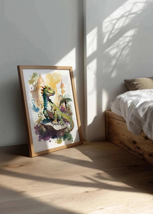 Cuadro ​Dinosaurio en dibujo infantil