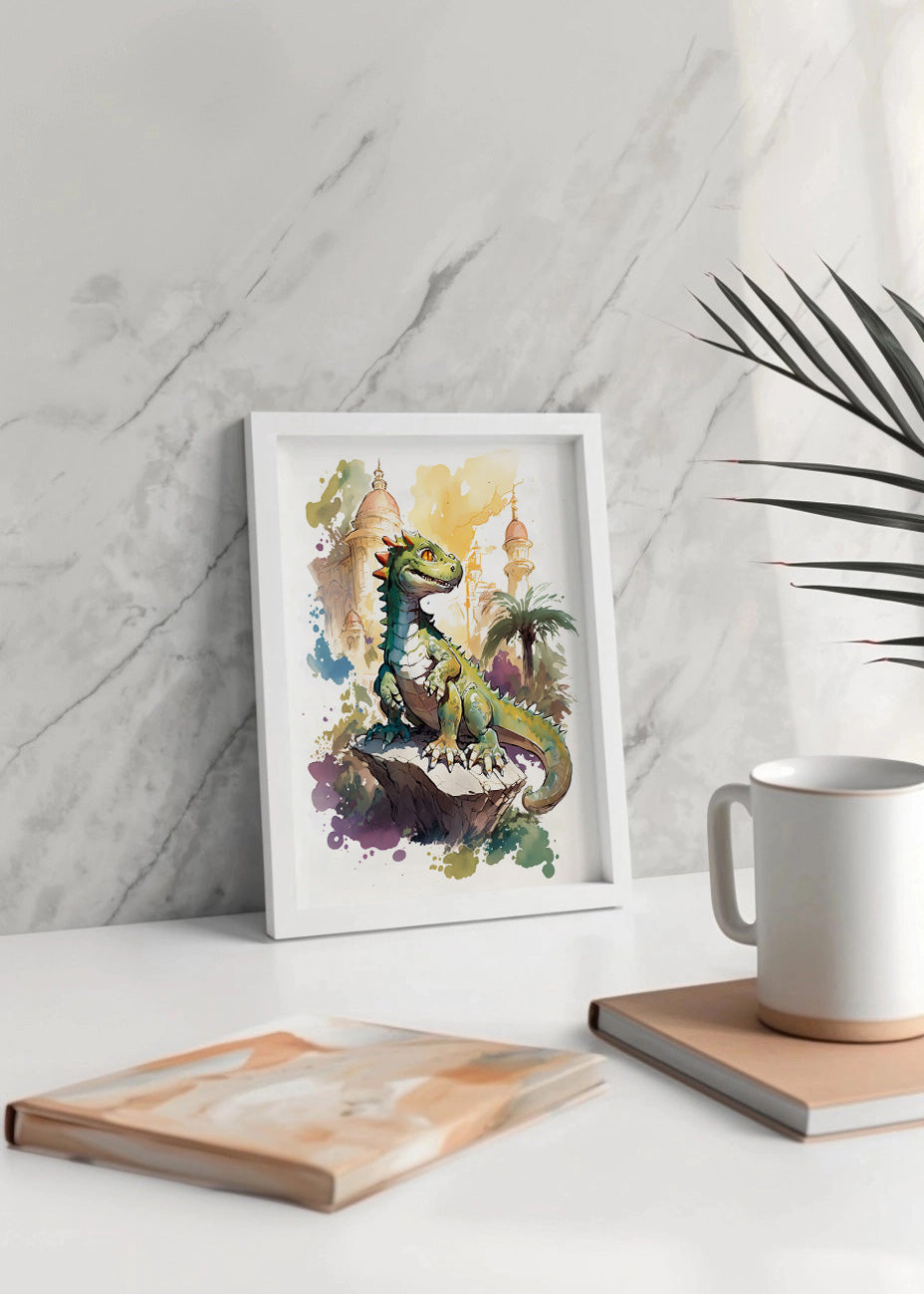 Cuadro ​Dinosaurio en dibujo infantil