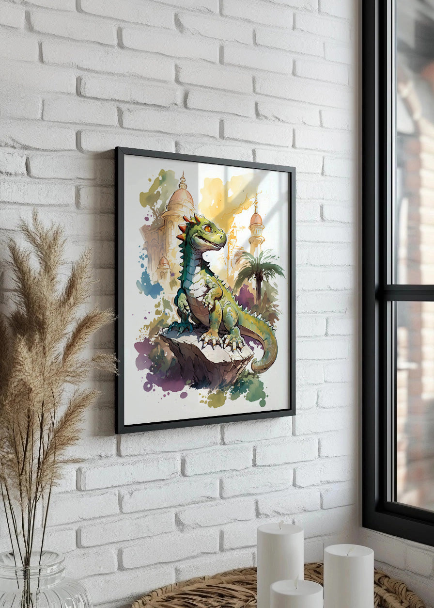 Cuadro ​Dinosaurio en dibujo infantil