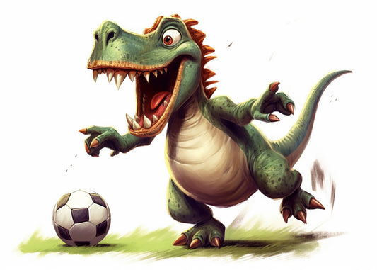 Cuadro ​Dinosaurio jugando al futbol