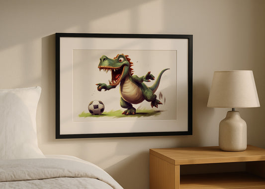 Cuadro ​Dinosaurio jugando al futbol