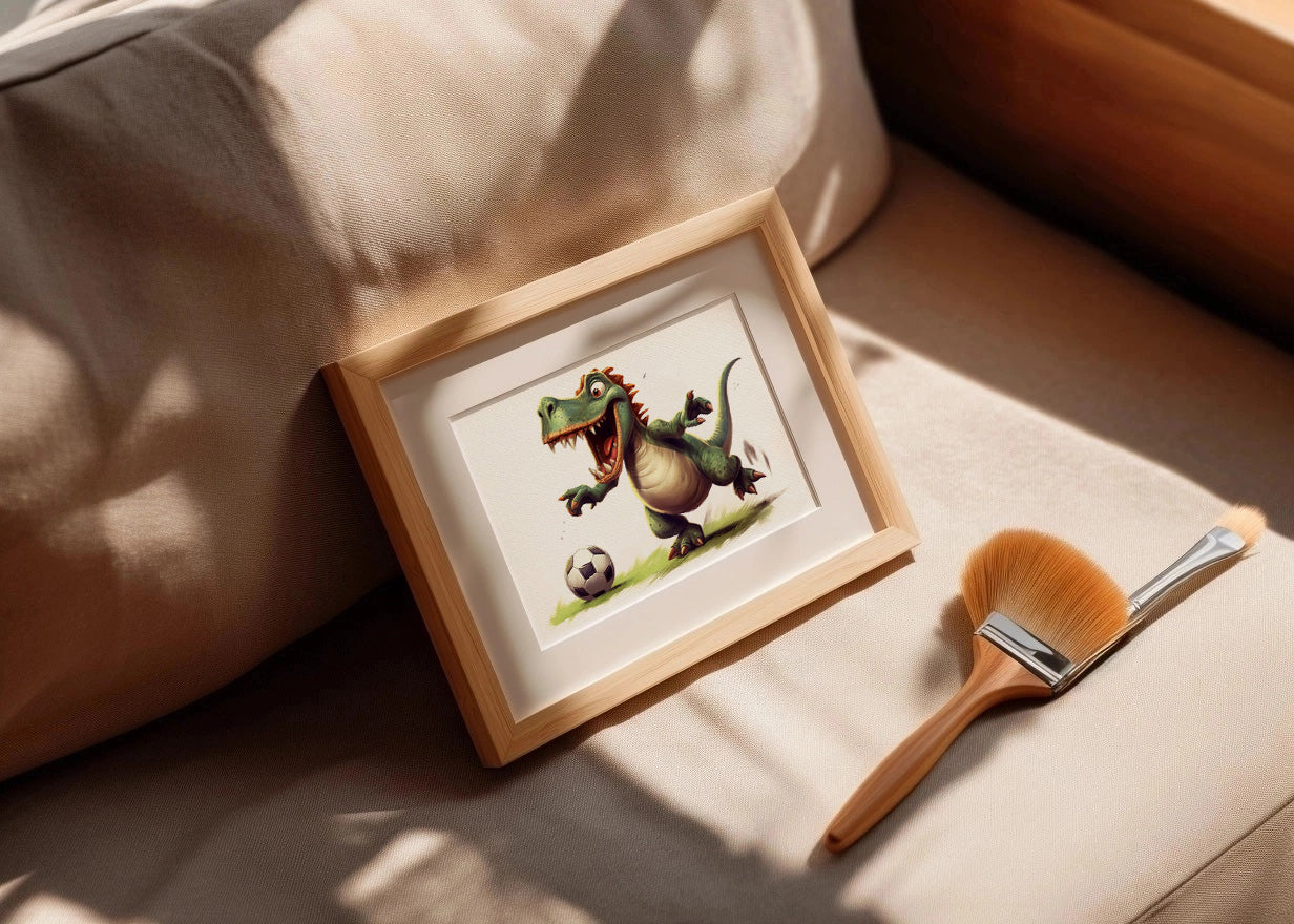 Cuadro ​Dinosaurio jugando al futbol