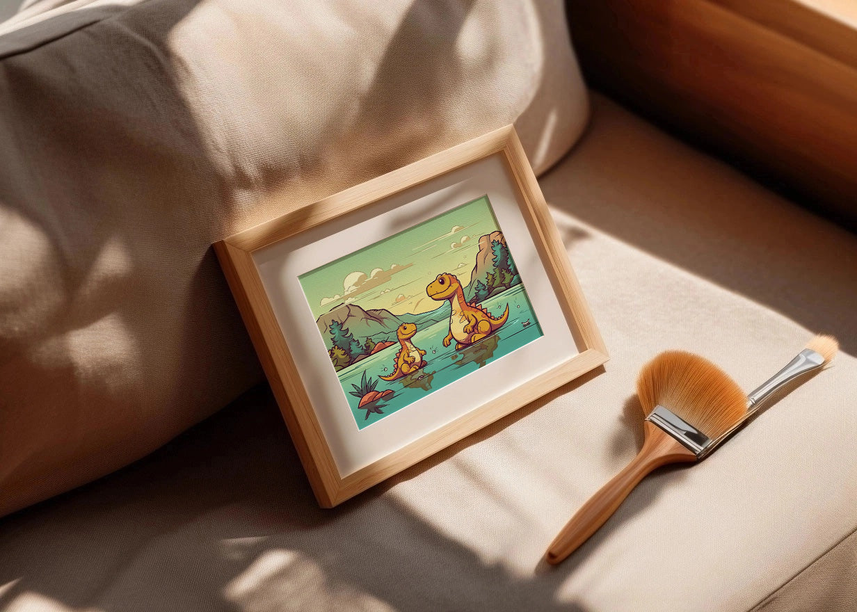Cuadro ​Dinosaurios en el lago