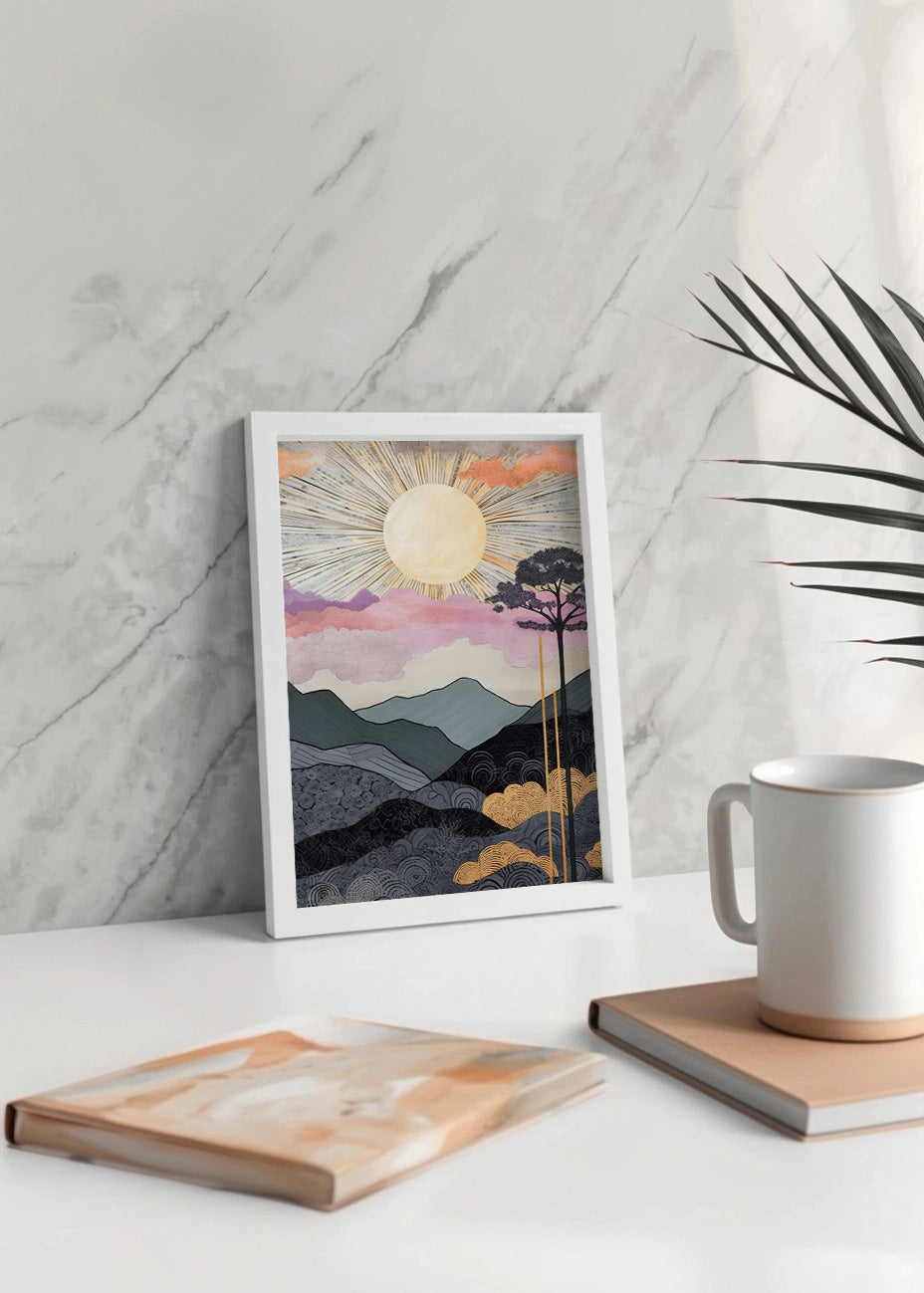 Cuadro ​Estampado estilo japonés puesta de sol
