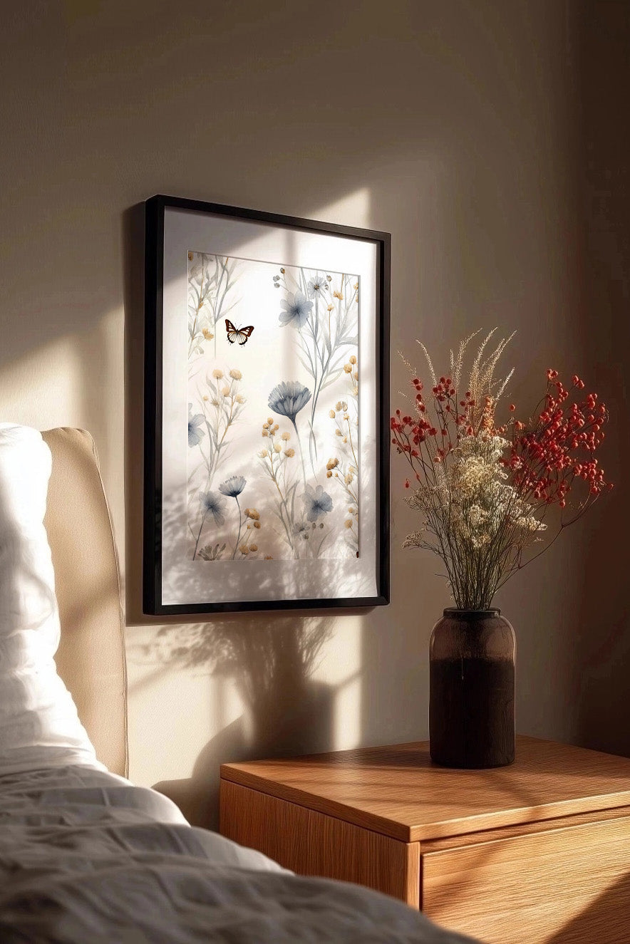 Cuadro de ​Flores y mariposa (v.1) - Fine Artic