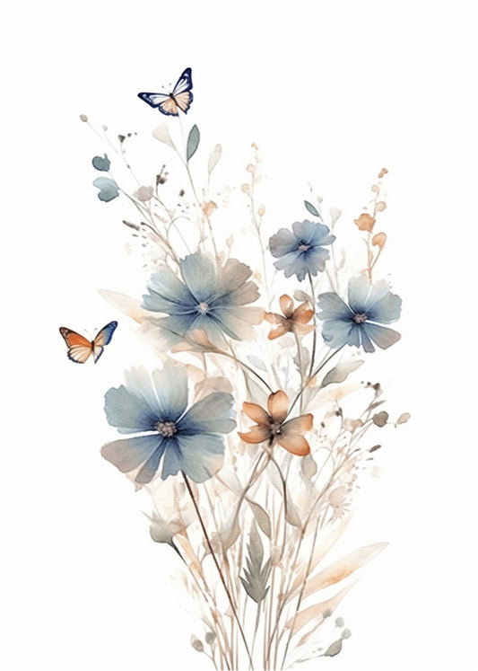 Cuadro ​Flores y mariposas (v.2)