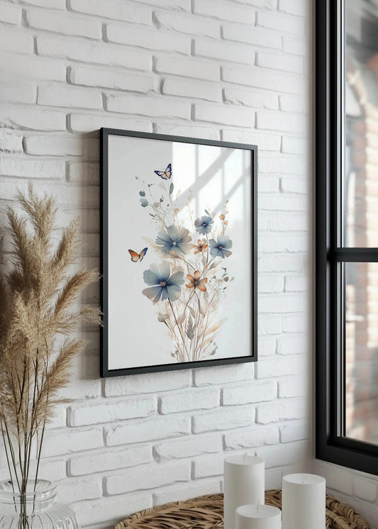 Cuadro ​Flores y mariposas (v.2)
