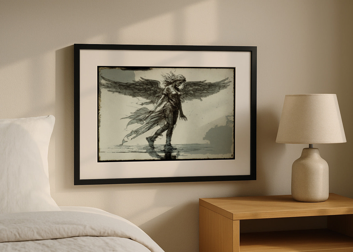 Cuadro ​Ángel a blanco y negro