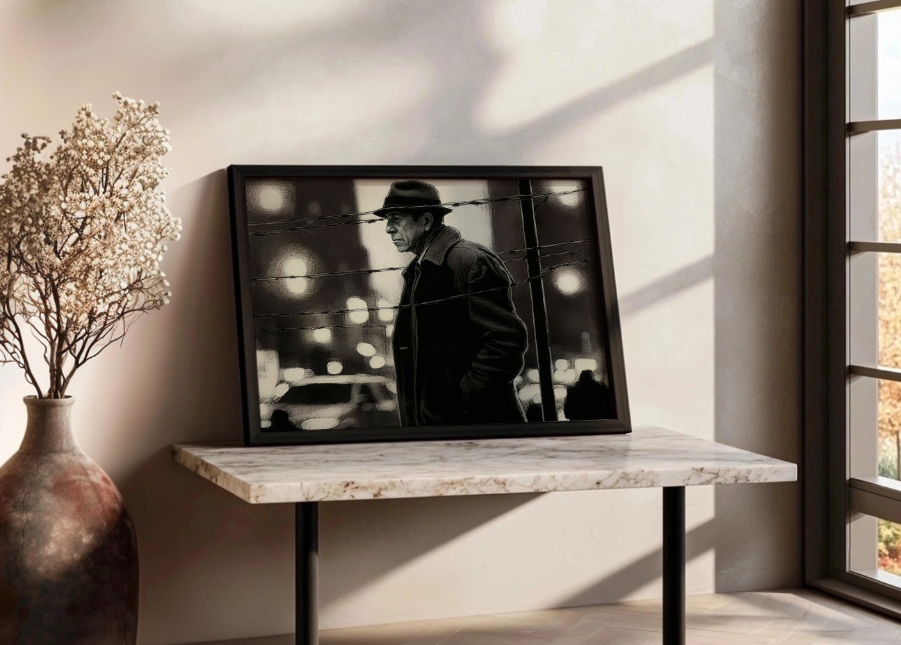 Cuadro ​Leonard Cohen trajeado