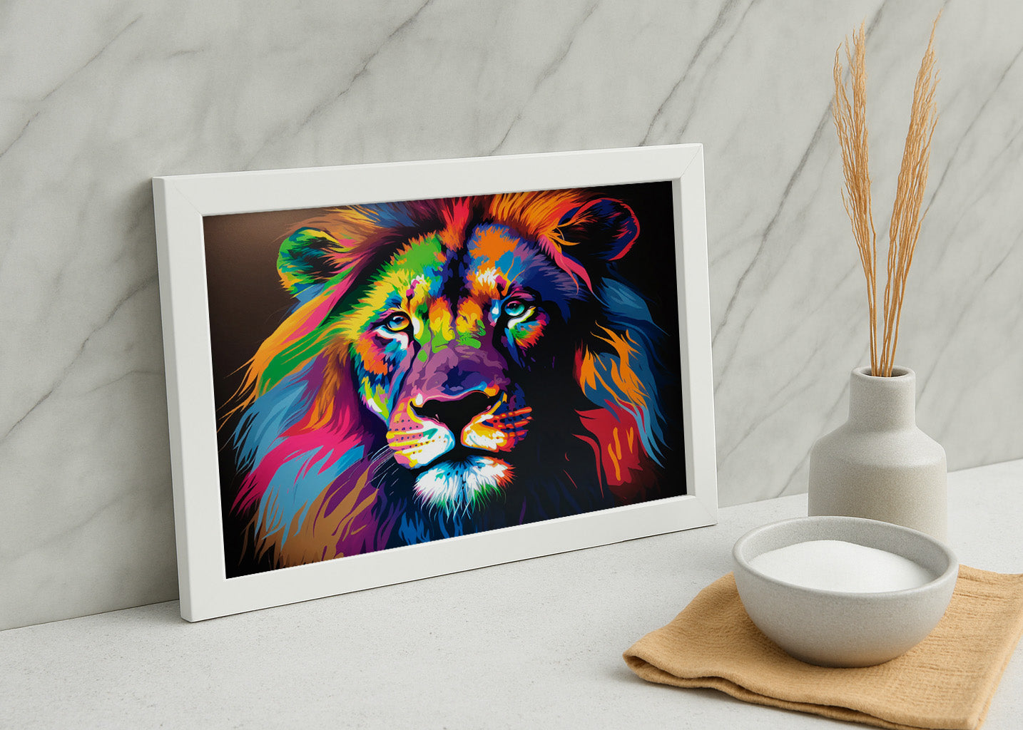 Cuadro ​Cuadro de león colorido