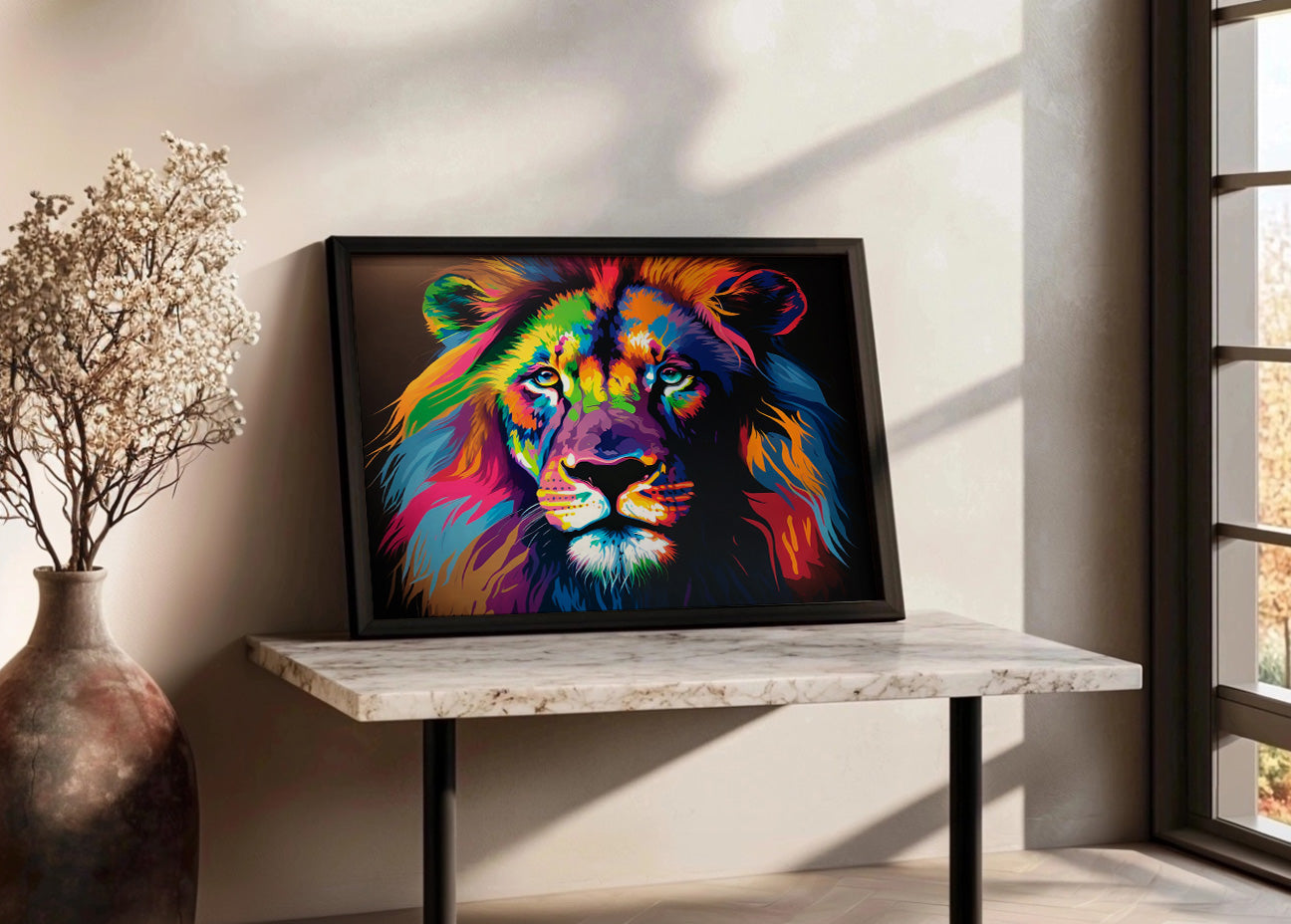 Cuadro ​Cuadro de león colorido