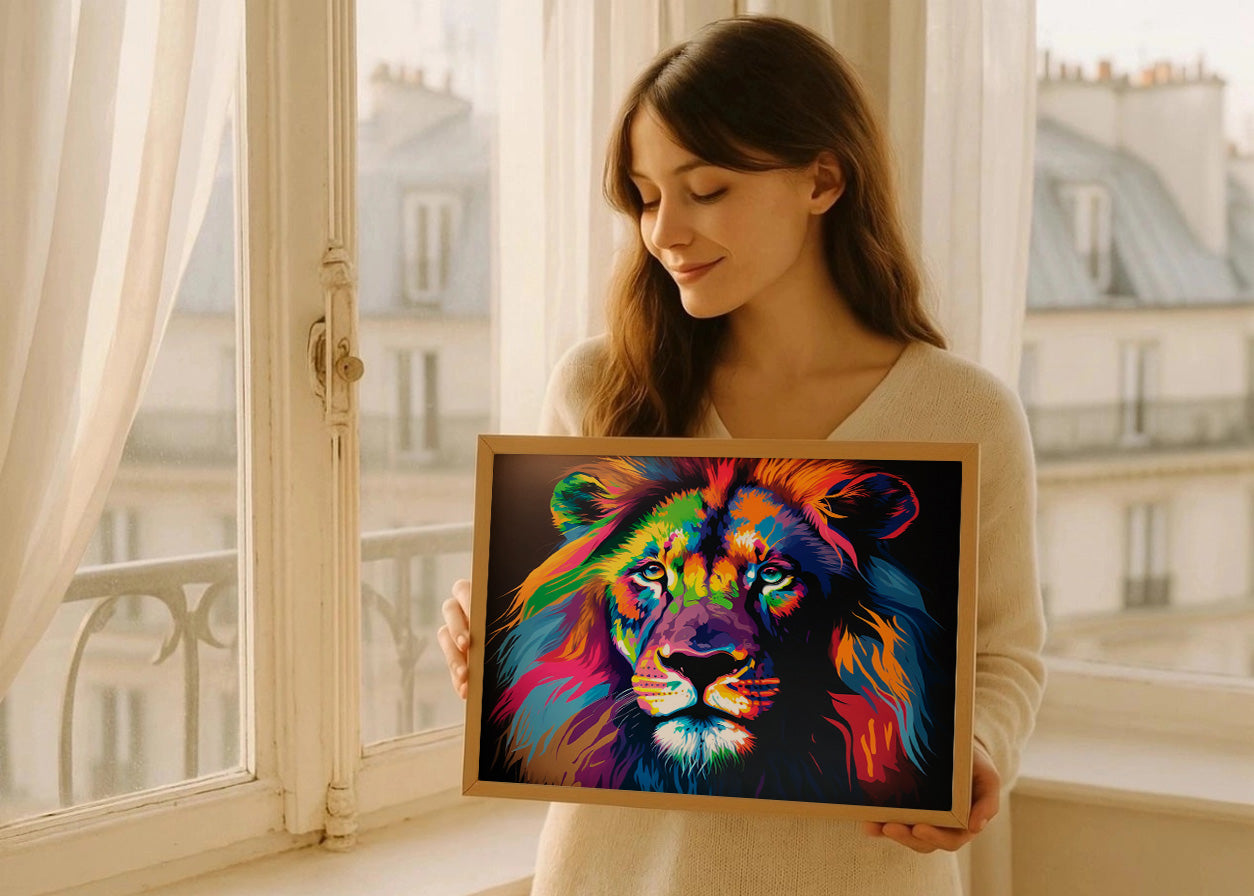 Cuadro ​Cuadro de león colorido