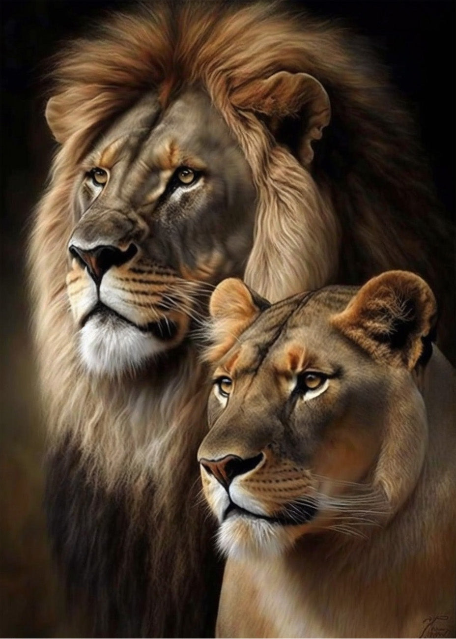 Cuadro ​León y leona retrato
