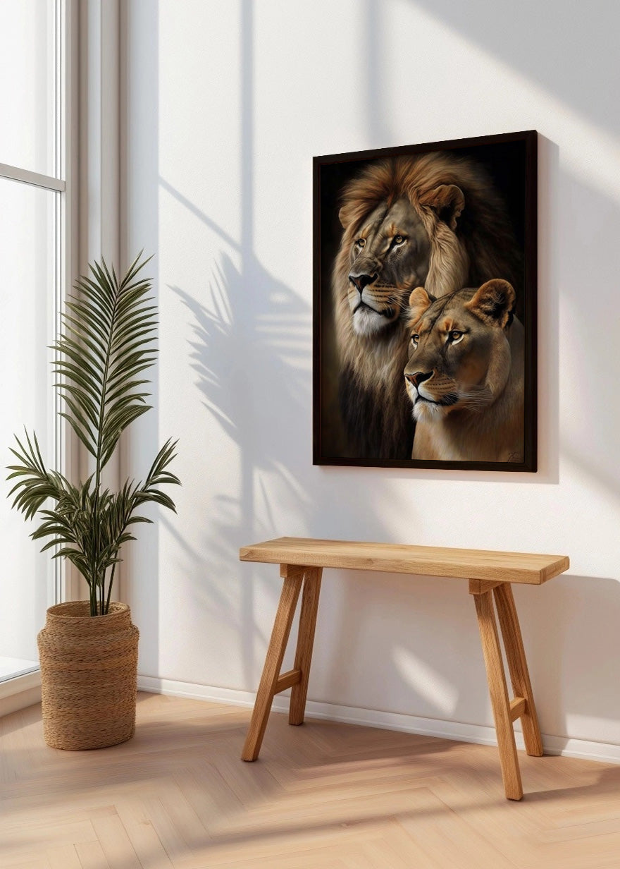 Cuadro ​León y leona retrato