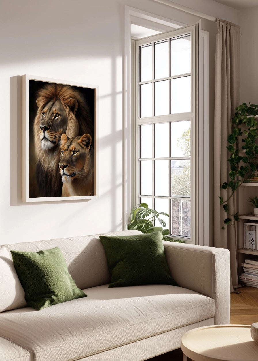 Cuadro ​León y leona retrato