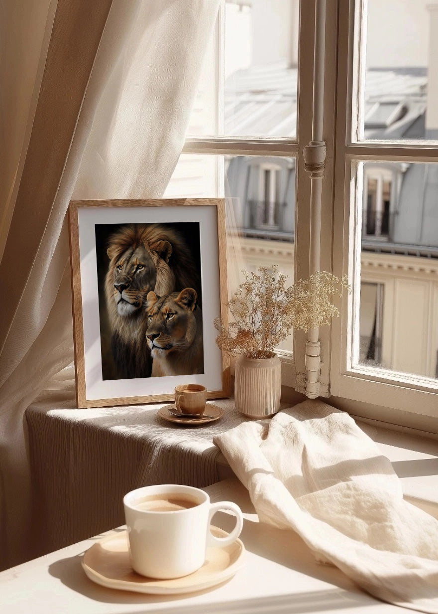 Cuadro ​León y leona retrato