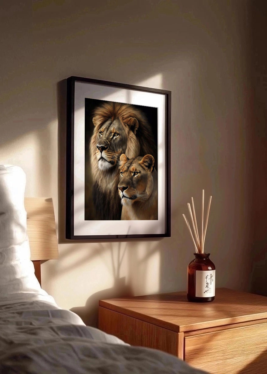 Cuadro ​León y leona retrato