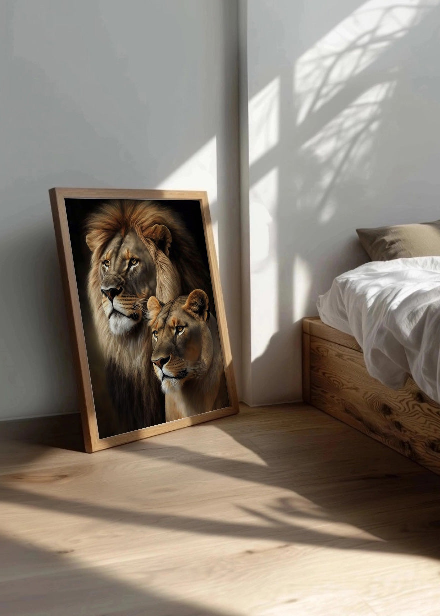 Cuadro ​León y leona retrato
