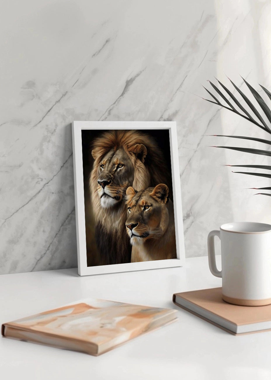Cuadro ​León y leona retrato