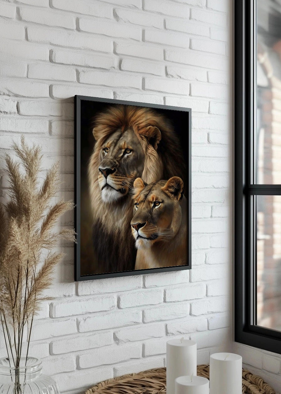 Cuadro ​León y leona retrato