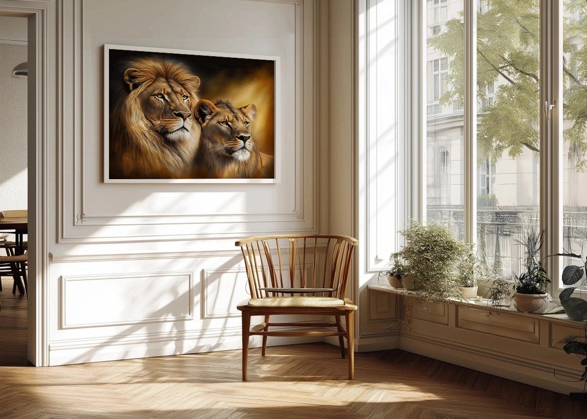 Cuadro ​El león y la leona: Reyes de la selva