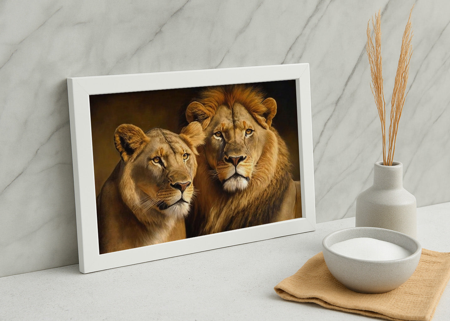 Cuadro ​La leona y el león observando