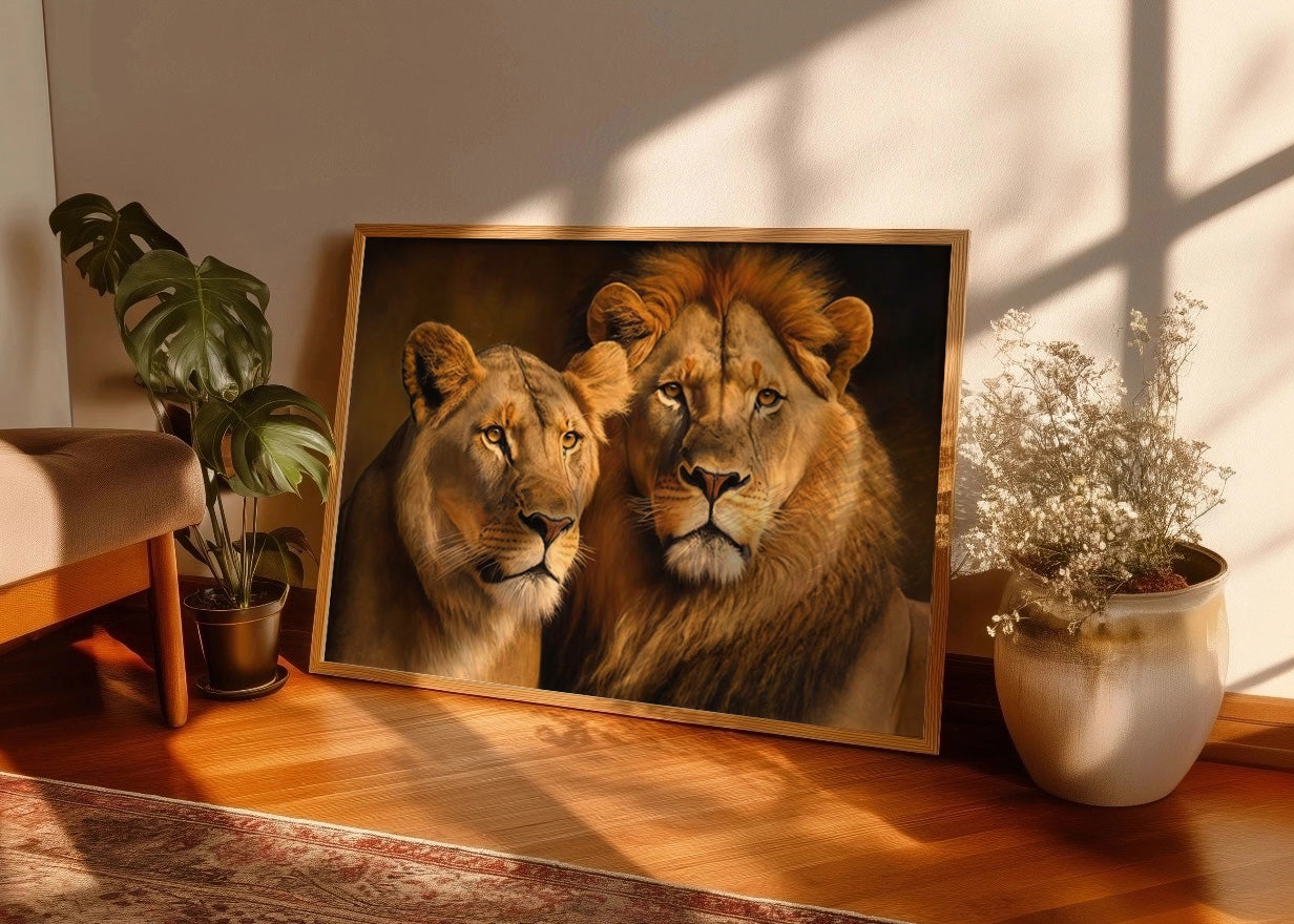 Cuadro ​La leona y el león observando