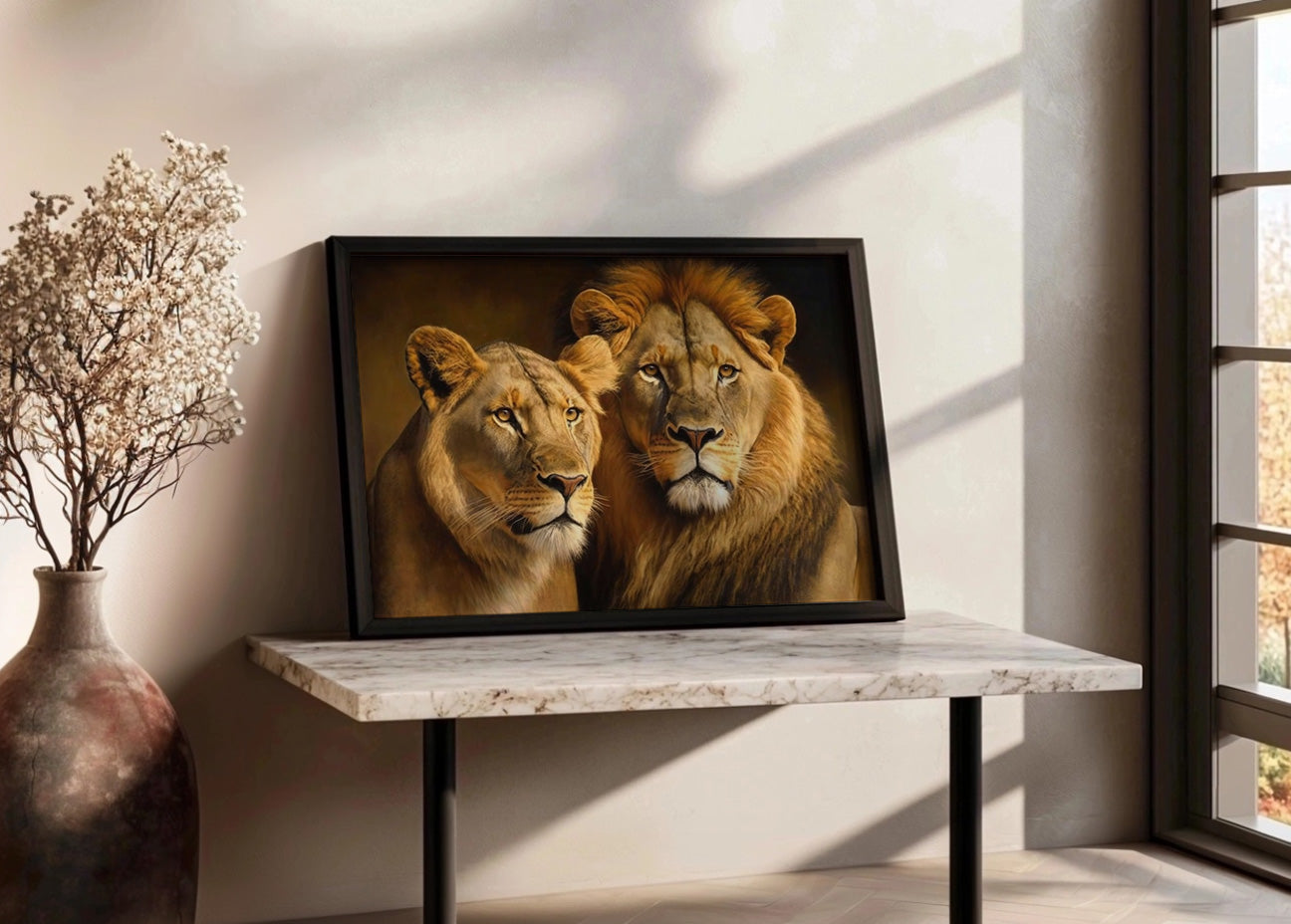 Cuadro ​La leona y el león observando