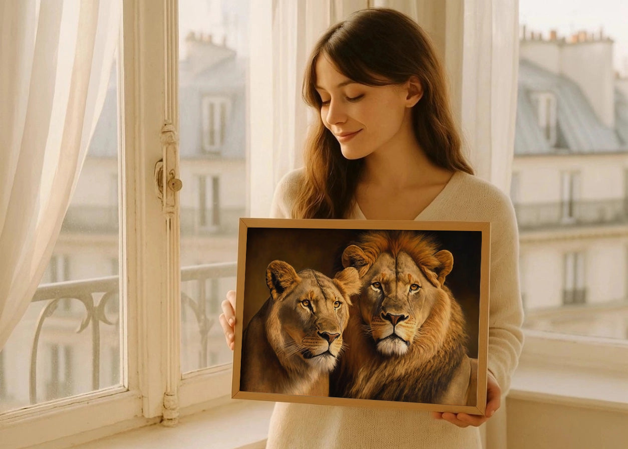 Cuadro ​La leona y el león observando
