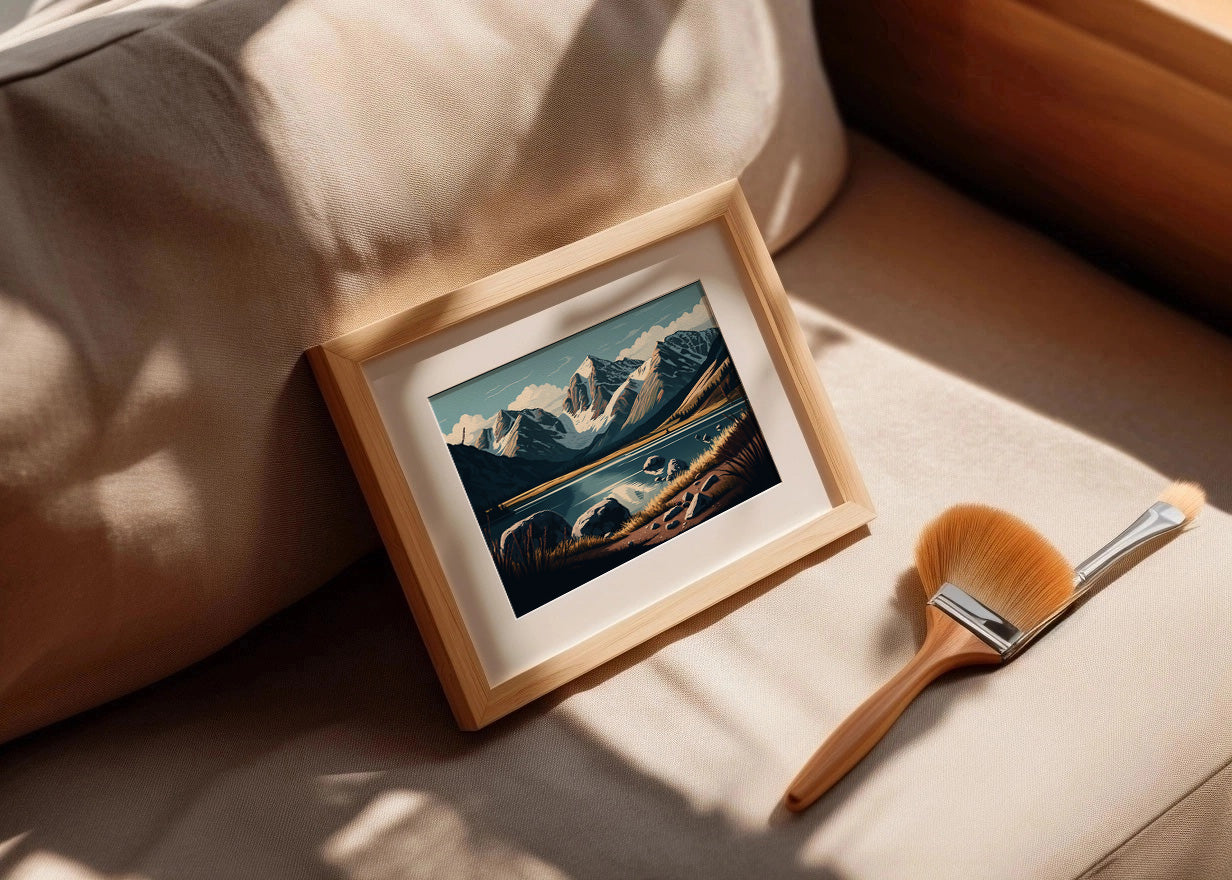 Cuadro ​Lago sobre montañas nevadas