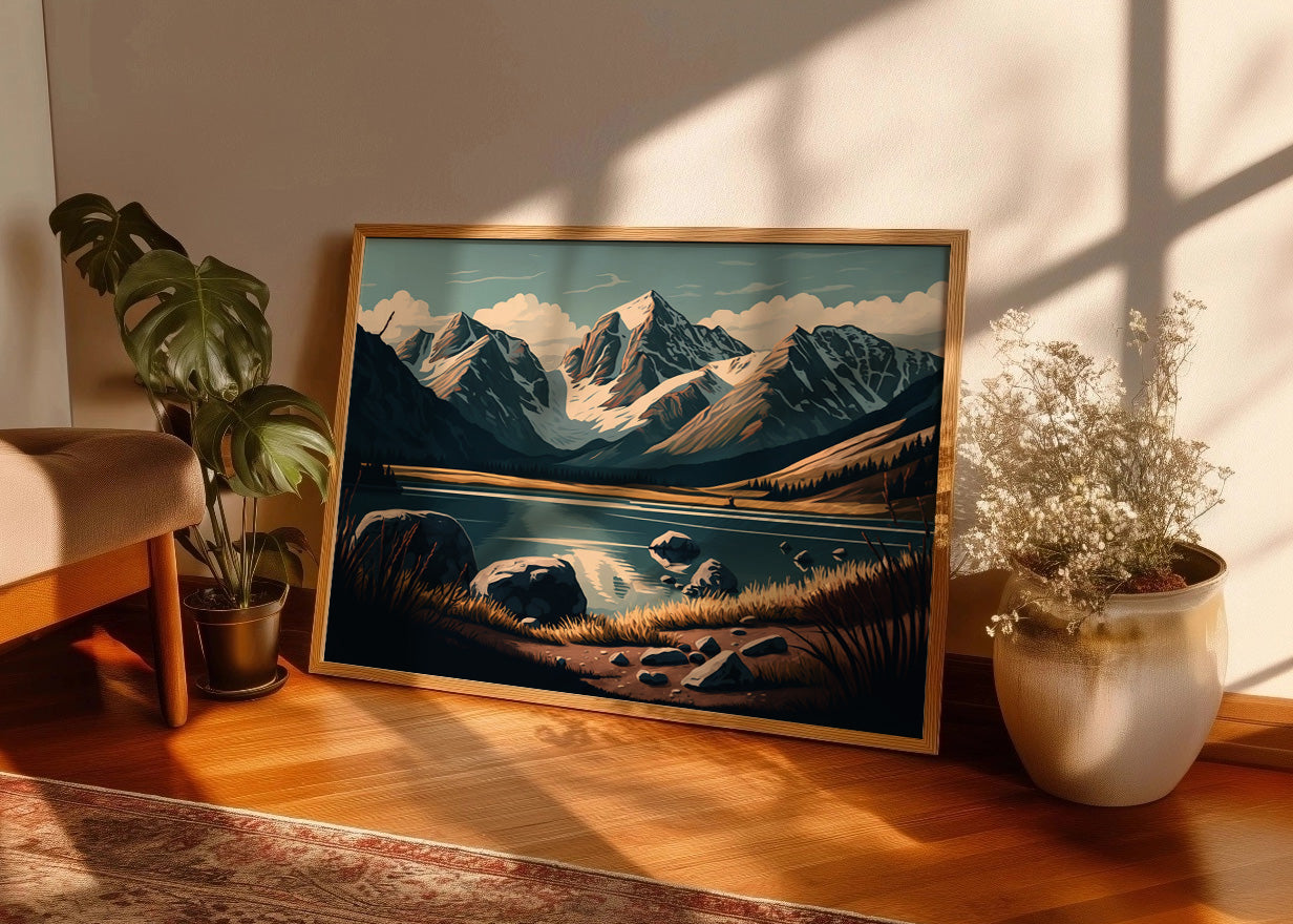 Cuadro ​Lago sobre montañas nevadas