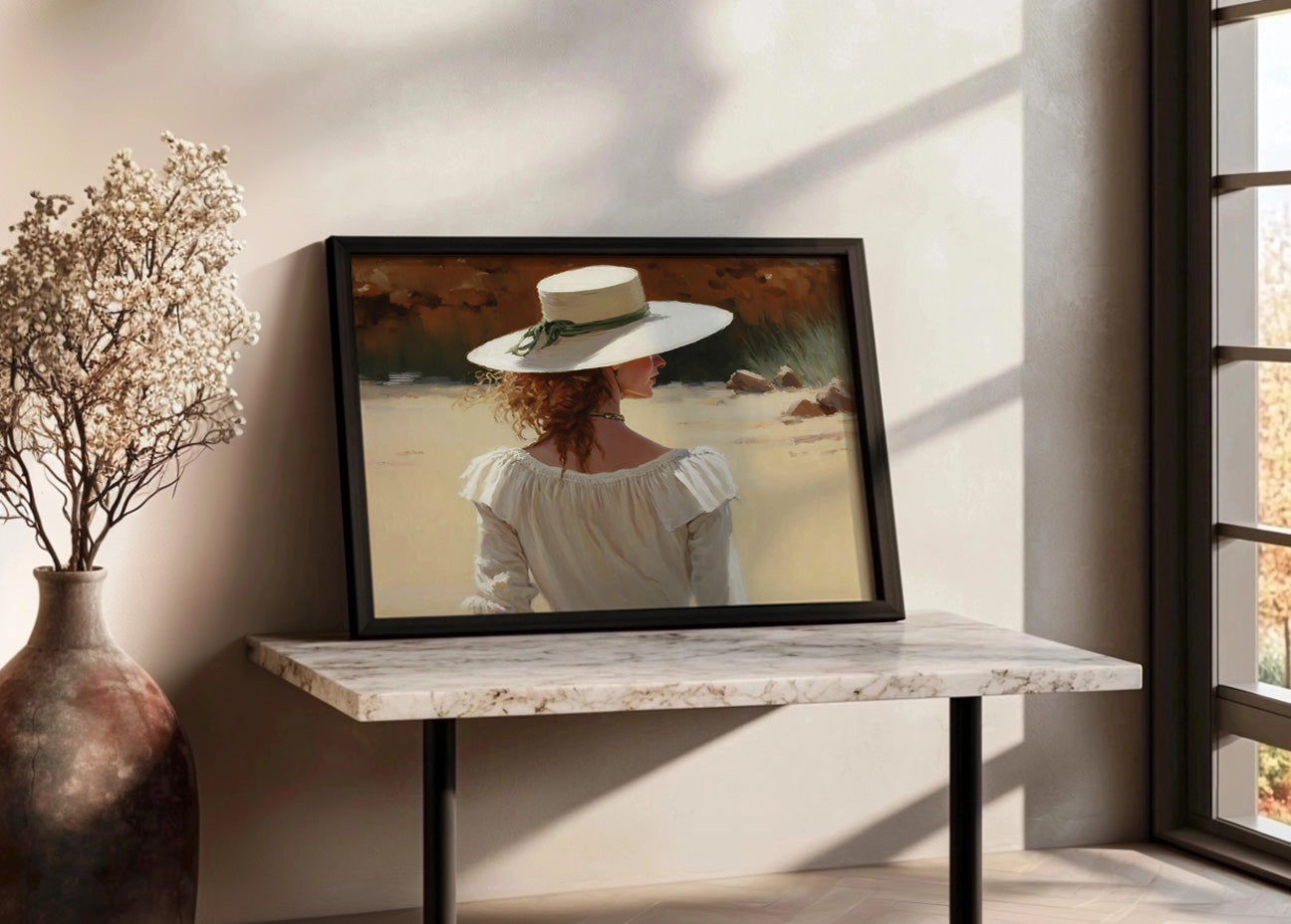 Cuadro ​Mujer con sombrero blanco