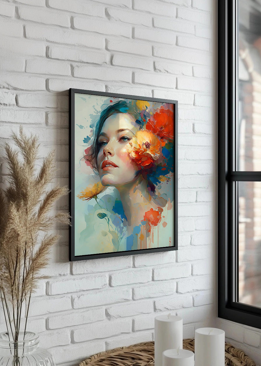 Cuadro ​Mujer con flores en el rostro