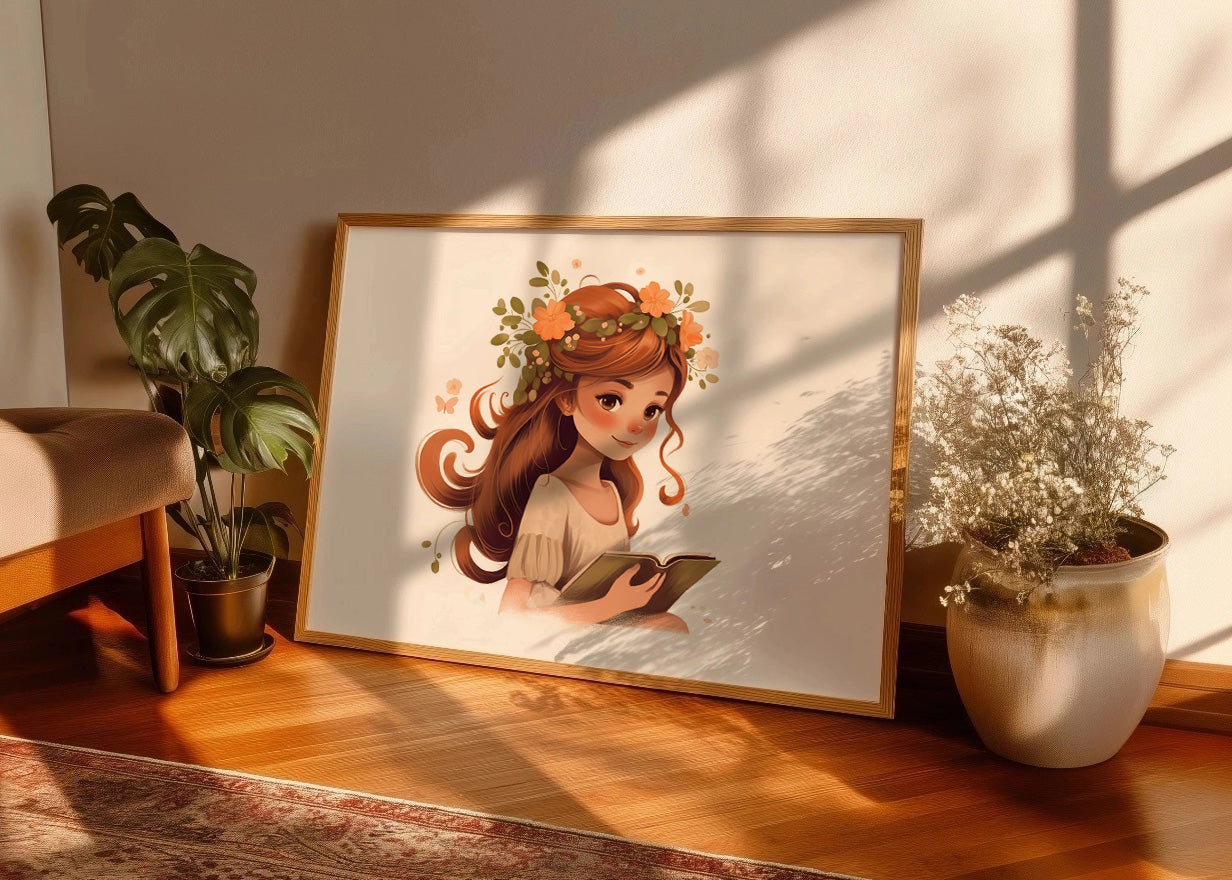 Cuadro ​Niña guapa leyendo