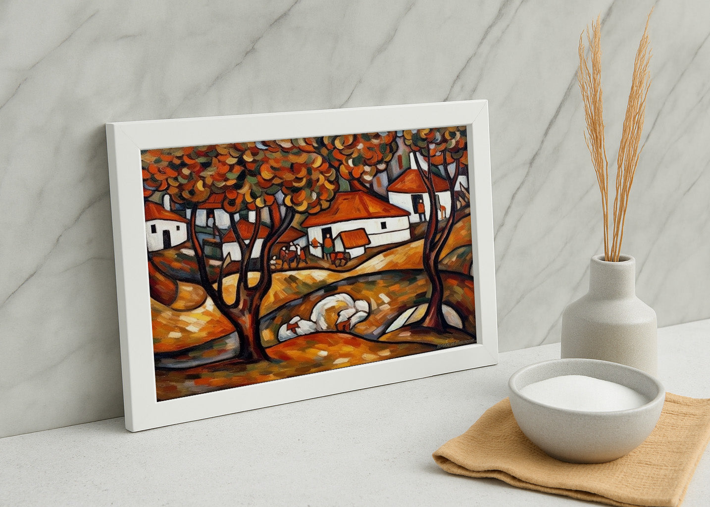 Cuadro ​Otoño en el pueblo abstracto