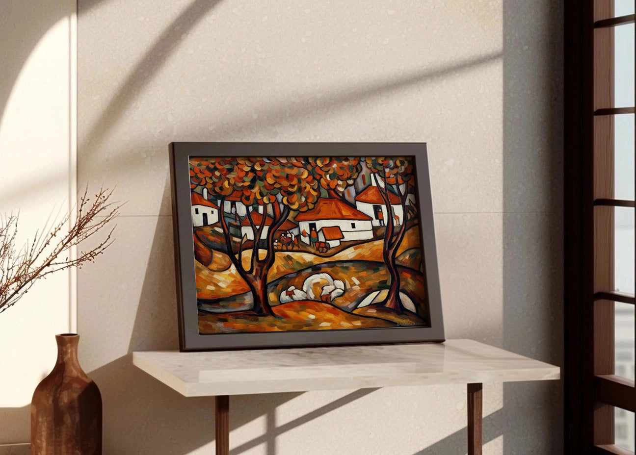 Cuadro ​Otoño en el pueblo abstracto